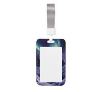 Woshuwo Northern Lights - Funda para tarjetas de identificación deslizante, diseño de paisaje nevado, plástico duro, protector de etiqueta de nombre para enfermeras y oficina