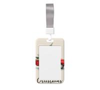 Woshuwo Red Truck Carry A Christmas Tree Sliding ID Badge Holder Hard Plastic Work Card Case Protector de nombre para enfermeras oficina