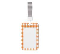 Woshuwo Tarjetero deslizante de plástico duro para tarjetas de identificación de acuarela naranja y blanco, protector de etiqueta de nombre para enfermeras y oficina
