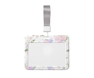 Woshuwo Tarjetero deslizante de plástico duro para tarjetas de identificación, diseño de ramos de rosas rosas rosas y acuarelas, protector de etiqueta de nombre para enfermeras y oficina