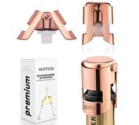 WOTOR 3 Piezas Tapon Botella Cava de Acero Inoxidable, Tapón de Champán con Boca Sellada de Grado Alimenticio, Tapon Prosecco, Evitar Fugas y Mantenerse Fresco (Oro Rosa)