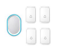 WOTZOV Timbre inalámbrico, 4 pulsadores y 1 Receptor, Timbre de Puerta inalámbrico Resistente al Agua con Enchufe de Pared, función de Memoria de Apagado, Flash LED, Alcance de,Blanco