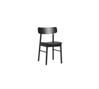 Woud Soma Silla De Comedor Tapizada Fresno Pintado En Negro/Cuero Negro