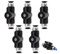 WOUYTPE 5 Piezas Válvula de Bola Neumática de 6mm, Conector Neumático, Válvula Reguladora de Flujo de Aire con Conexión, 6mm Rectos de Conexión Rápida para Conectar, Controlar Mangueras Neumáticas