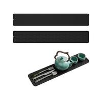 WOUYTPE Alfombrilla Escurreplatos Silicona 55*88cm, Antideslizante Escurreplatos Estrecho, Alfombra Escurreplato, para Copas de Vino, Vasos, Tablas de Cortar, Cuchillos y Tenedores (Negro)