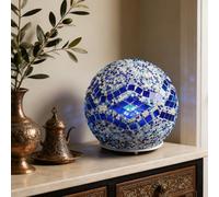 wpdash Lámpara de mesa de mosaico barroco, alimentación USB, 360°, giratoria, con forma de globo turco, luz de decoración vintage para entrada/vestíbulo, agua, humo, habitación, spa, club, decoración