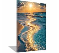 WQBQKKX Grande Paisaje Marino al Atardecer Cuadros Decoracion Salon Mar Pintura Poster Imagen Foto Cuadros Decorativos Salon Dormitorios Comedor Pasillo（Azul 62-70x100cm Enmarcado