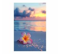WQBQKKX Lienzos de Playa Cielo Azul del Mar de Impresión Flores Pintura Imagen Cuadros Decorativos Salon Dormitorios Pasillo（Azul 24-50x70cm Sin marco