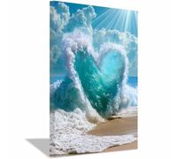 WQBQKKX Océano Azul Lienzo Cuadro Modernos Paisaje Marino de Playa Abstracto Abstractas Cuadro De Arte De Pared Para Sala De Estar Carteles E Impresiones（Azul 3-20x30cm Enmarcado