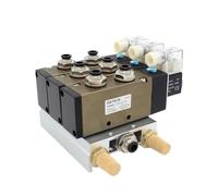 WQGQPXOB 4V410-15 DC24V 12V AC220V AC110V 2 Posiciones válvula solenoide cuádruple de 5 vías Juego silenciadores Ajuste Base Aluminio 3 4 6 7 Estaciones(Dc12v 10mm Fittings,6 Stations)