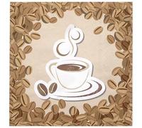 WRAPAHOLIC 50 servilletas de papel desechables de 3 capas con diseño de granos de café, para amantes del café, para bodas, fiestas de compromiso, 6.5 x 6.5 pulgadas
