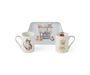 Wrendale Designs Country Kitchen - Juego de taza y bandeja, color azul claro