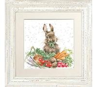 Wrendale Designs Cuadro enmarcado con texto en inglés "Grow Your Own Rabbit - varios colores (blanco envejecido), diseño de conejo