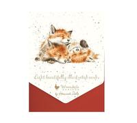 Wrendale Designs Paquete de 8 tarjetas de Navidad, diseño de zorro de la noche antes de Navidad