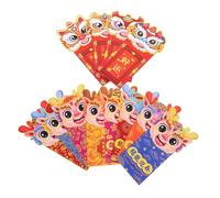 WRITWAA 12piezas Paquete Rojo Estilo Dragón Chino Sobres De Papel Para Dinero Dibujos Animados Sobres Rojos Suerte Obsequio Festivo De Año