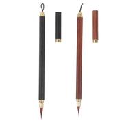 WRITWAA 2 Piezas Juego de Pinceles para Escribir con Protector, Pinceles de Acuarela Profesionales de Madera y Plástico, Portátil para Ilustraciones Detalladas y Caligrafía Fina