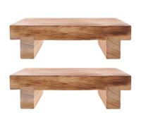 WRITWAA 2 Piezas Taburete para Ancianos Móvil de Madera de Teca para Interior y Exterior Escalón Pequeño para Cama y Mesa Resistente y Ligero