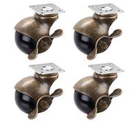 WRITWAA 4 Piezas Ruedas de Placa de Cobre Vintage 2 Pulgadas para Muebles
