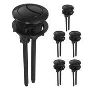 WRITWAA 6 Piezas Botón Pulsador de Doble Descarga, Repuesto Negro | ABS Negro, Acabado Pulido Circular, para Tapa de Cisterna y Tanque de Baño, Reemplazo Manual