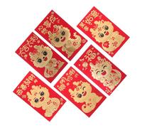 WRITWAA 6 Piezas Paquete de Sobres Rojos de Papel para Año Chino Diseño Dragón Suerte Sobres Hongbao Duraderos y Decorativos para Fiesta Tradicional