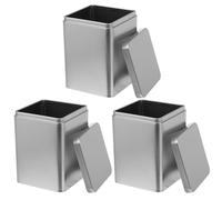 WRITWAA Latas Metálicas para Té, Caja de Almacenamiento de 3 Piezas en Color Plateado Mate, Adecuado para Envolver Infusiones y Obsequios