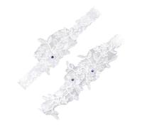 WRITWAA Ligas de Encaje Adecuado para Boda y Fiesta Diseño Elástico y Cómodo Par de Ligas Decorativas Beige para Novia y Dama Principal