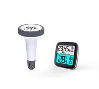 WS9059 - Termómetro inalámbrico para piscina con base digital para lectura de datos, temperatura interior, temperatura del agua, humedad del aire, piscina, estanque, instalación exterior, techno line