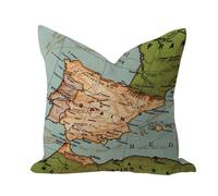 WSDESDEC Mapa de España Funda de almohada rústica para porche, funda de cojín histórico de acuarela, mapa de viaje, fundas cuadradas de algodón y lino para decoración del hogar, exterior, coche,