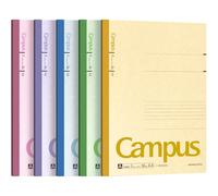 Wsgoo Cuaderno Kokuyo Campus A de 7 mm, rayado, A4, 30 hojas, 35 líneas, paquete de 5, 5 colores, Japan Improt (NO-203CAX5)