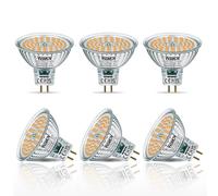 WSMCN Bombillas LED GU5.3 MR16, Blanco Cálido 2700K 510 Lúmenes, 6.5W Equivalente a 50W halógeno, AC/DC 12V, Foco Sin Parpadeo con Ángulo de haz de 120°, No Regulable, Paquete de 6