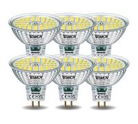 WSMCN Bombillas LED GU5.3 MR16, Blanco Frío 6000K 580 Lúmenes, 6.5W Equivalente a 60W Halógeno, AC/DC 12V,Foco Sin Parpadeo con Ángulo de haz de 120°, No Regulable, Paquete de 6