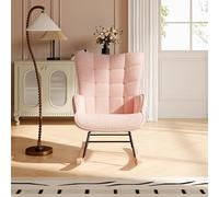 WSOFZMO Silla mecedora para salón, salón, salón con respaldo alto, silla de lactancia, habitación de bebé, silla de lactancia, silla de felpa, color rosa