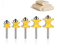 WSOOX Juego de 5 brocas de enrutador de punta redonda con vástago de 1/4 pulgadas con punta de carburo, radio: 1/4 pulgadas, 3/8 pulgadas, 1/2 pulgada, 5/8 pulgadas, 3/4 pulgadas