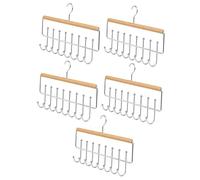 Wswqop 5 Piezas: Percha para, Organizador de, Percha para Pantalones, Percha para Cinturón, 8 Ganchos. Ideal para Organizar Armarios, Dormi, Plata, Individual