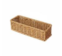 Wswqop Cesta Organizadora Tejida Caja Rectangular con Tapa Plegable Trenzado Tipo Ratán Elegante Material Sintético Impermeable, 28.5 14 11.5cm, Sin Tapa, Tamaño Grande Nuevo