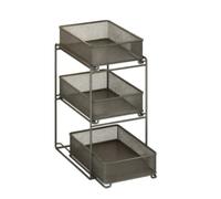 Wswqop Cesta slizante Malla Profundo Ornado, Estante Extraíble con Bor, Estable, para bajo Fregaro, Cocina, Negro