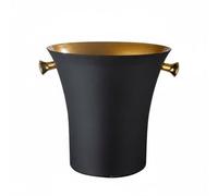 Wswqop Cubo de Hielo Comercial en Acero Inoxidable Cubitera Champanera Sencillo y Elegante Que la Mesa Fácil Mantenimiento Adecuado para Restaurantes, Negro Y Dorado, Pequeño