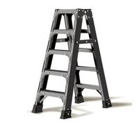 Wswqop Escalera Reforzada a Plegable con, Escalera De Tijera De 5 Peldaños, 1.5 Metros, Reforzada, Color Negro Premium