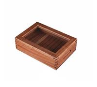 Wswqop Sushi Display Case Bandeja Vitrina Expositor Caja de Exhibición con Cubierta Acrílica y Rejilla Interna Desmontable de Madera Adecuado para, 31x22cm, Caj Tap Sapele