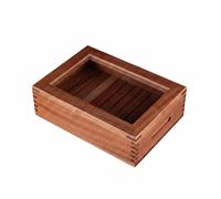 Wswqop Sushi Display Case Bandeja Vitrina Expositor Caja de Exhibición con Cubierta Acrílica y Rejilla Interna Desmontable de Madera Adecuado para, 50x40cm, Caj Tap Sapele