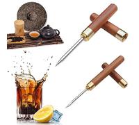 WUDQIJI Herramienta para piolet de acero inoxidable, 2 unidades, mango de madera, cuchillo de té, puer puerh, acero inoxidable, trituradora de piolet, trituradora de piolet, acero inoxidable, para