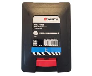 Wuerth Juego de brocas para metal Ø 1,0-10,0 x 0,5 mm, HSS DIN 338 tipo RN 130° 19 piezas, surtido de brocas en espiral, ZEBRA-Premium