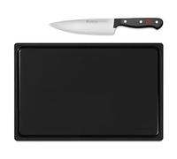 Wüsthof Gourmet Juego con 1 cuchillo de cocina y 1 tabla para picar, negro
