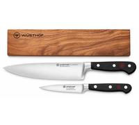 WÜSTHOF - Juego de cuchillos de cocina clásico de 2 piezas + barra magnética de 30 cm (12 pulgadas) de acacia, de regalo