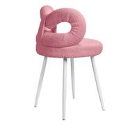 Wufuuoa Silla de tocador pequeña con respaldo, silla rosa de maquillaje para niña sin ruedas, taburete de tocador de maquillaje con bonito respaldo de lazo, taburetes de escritorio tapizados para