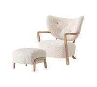 Wulff ATD2 Sillón de Piel de Oveja Moonlight/Roble Incluye Puf ATD3