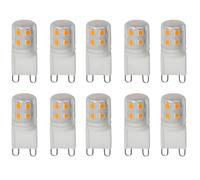 WULUN Bulbo LED G9 2w blanco cálido 3000k, reemplazo de bulbo halógeno G9 20w 25w, luz no ajustable, bulbo de base de pin g9, ac220-240v, ángulo de haz de 360 °, 10 paquetes