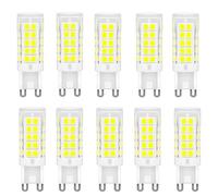 WULUN Bulbo LED G9 3W blanco frío 6500k, luz no ajustable, equivalente a bulbo halógeno de 33w, bulbo de maíz LED G9 para iluminación doméstica, sin parpadeo, AC 220-240v, 10 paquetes
