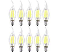 WULUN Pack de 10 Bombillas Vela de Filamento Flame LED E14, 6W Equivalente a 60W, 600 Lúmenes, Blanco Frío 6500K, Bombilla Retro Vintage, Regulable, AC 220-240V