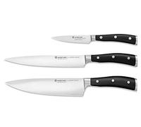 Wusthof Classic (1120360301) - Juego de Cuchillos, 3 Piezas, Incluye un Cuchillo de Chef (una Hoja de 20 cm), un Cuchillo para Jamón (20 cm) y un Cuchillo para Verduras y Hortalizas de (9 cm)
